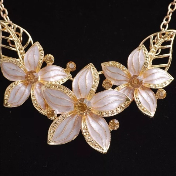 Crystal Flower Necklace & Earring Set - Picture 2 of 2